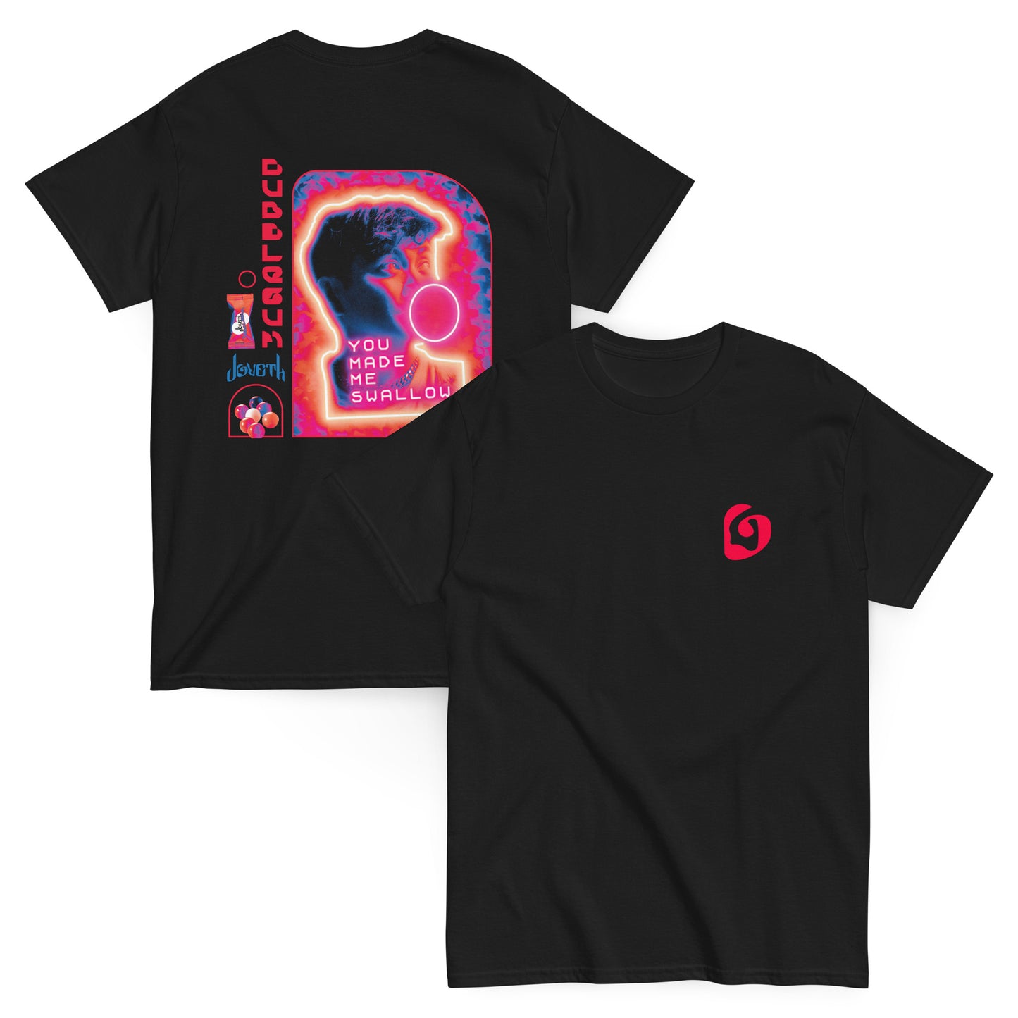Joveth Bubblegum Swallow T-Shirt (Double-Sided, Black)